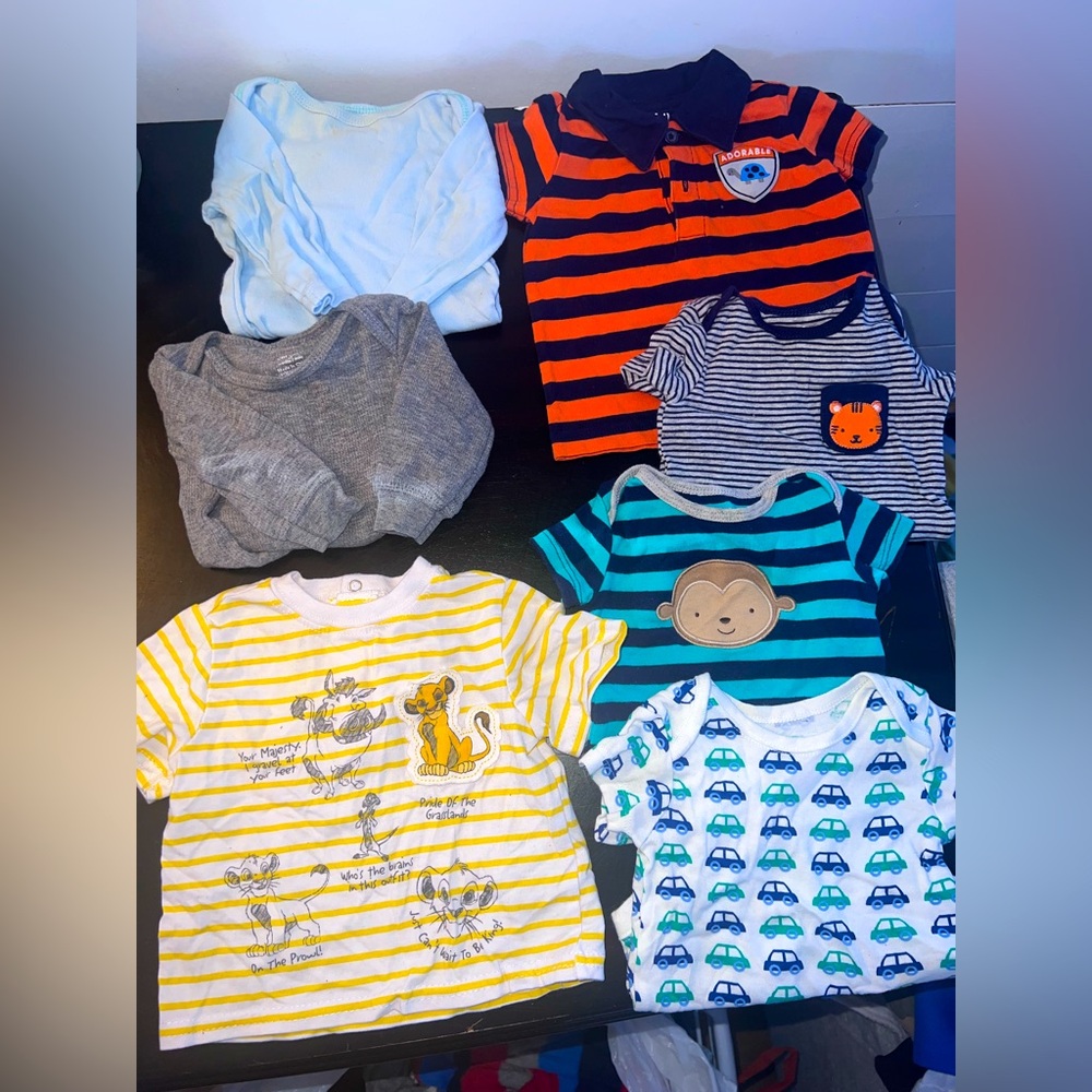 15pc 0-3m baby boy clothing bundle, shirts, pants, infant tuxedo, baby boy